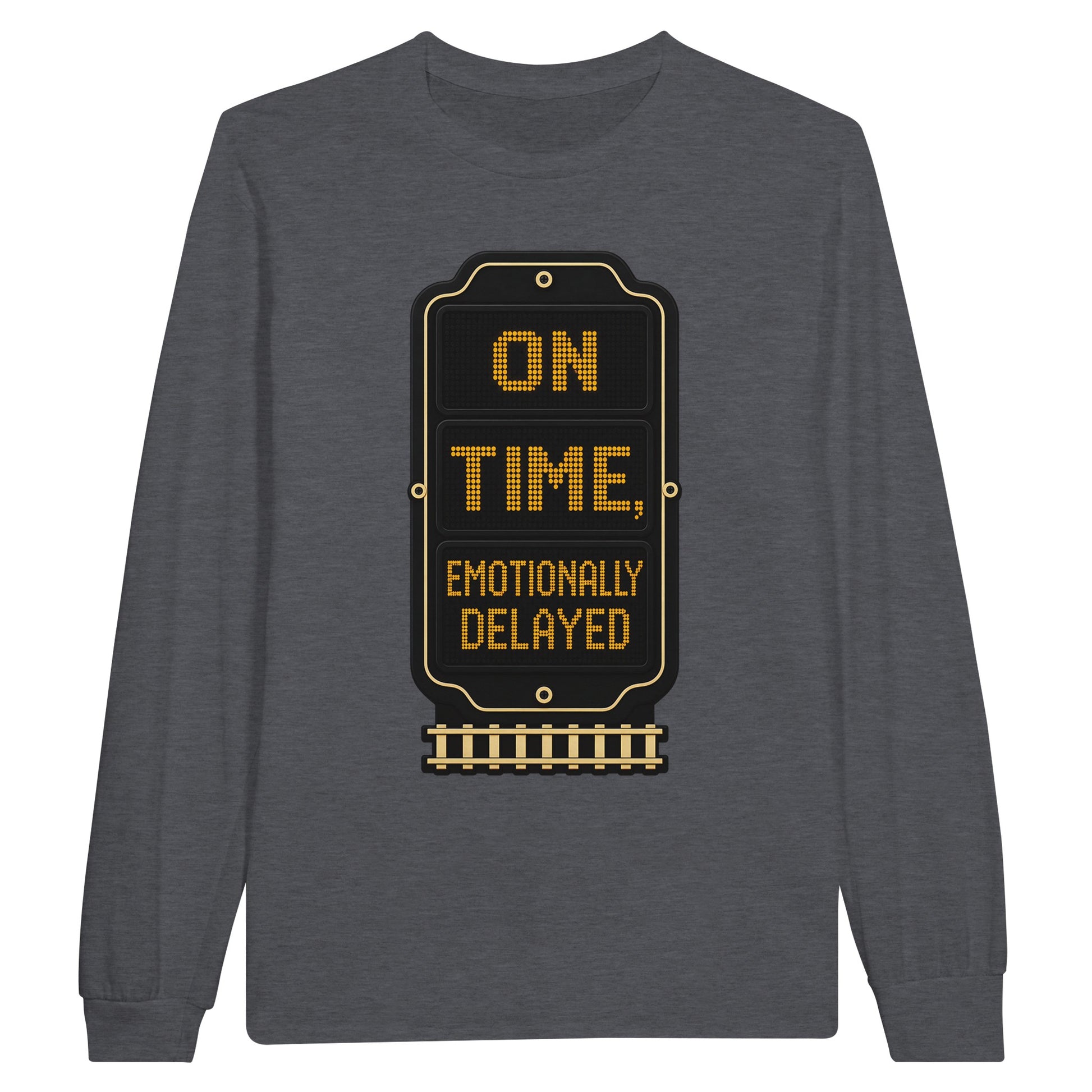 On Time, Emotionally Delayed Rail Graphic Long-Sleeve T-shirt — product view 2