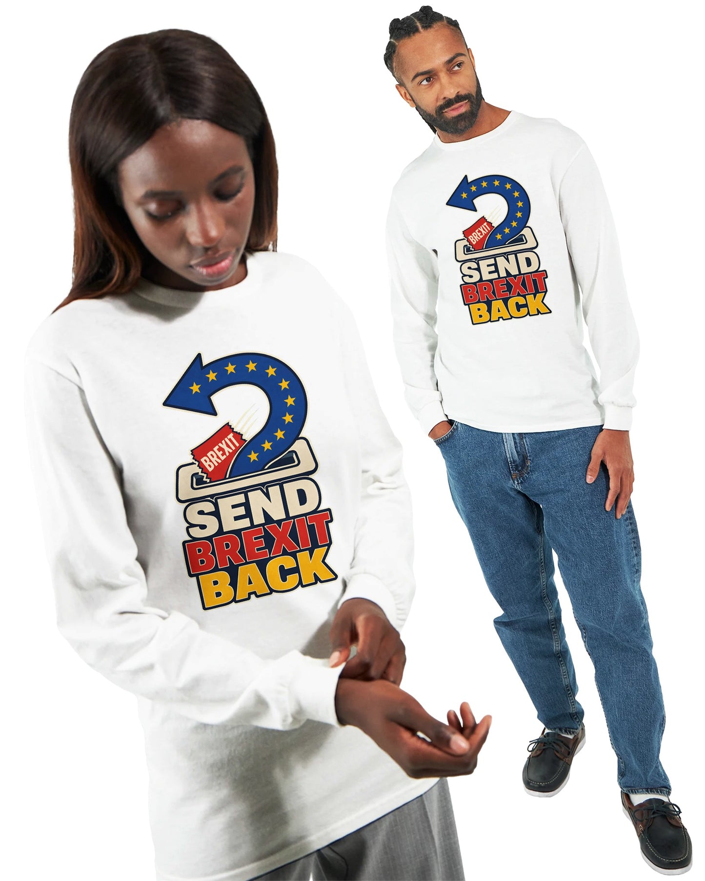 Send Brexit Back Pro-EU Graphic Long-Sleeve T-shirt — product view 7