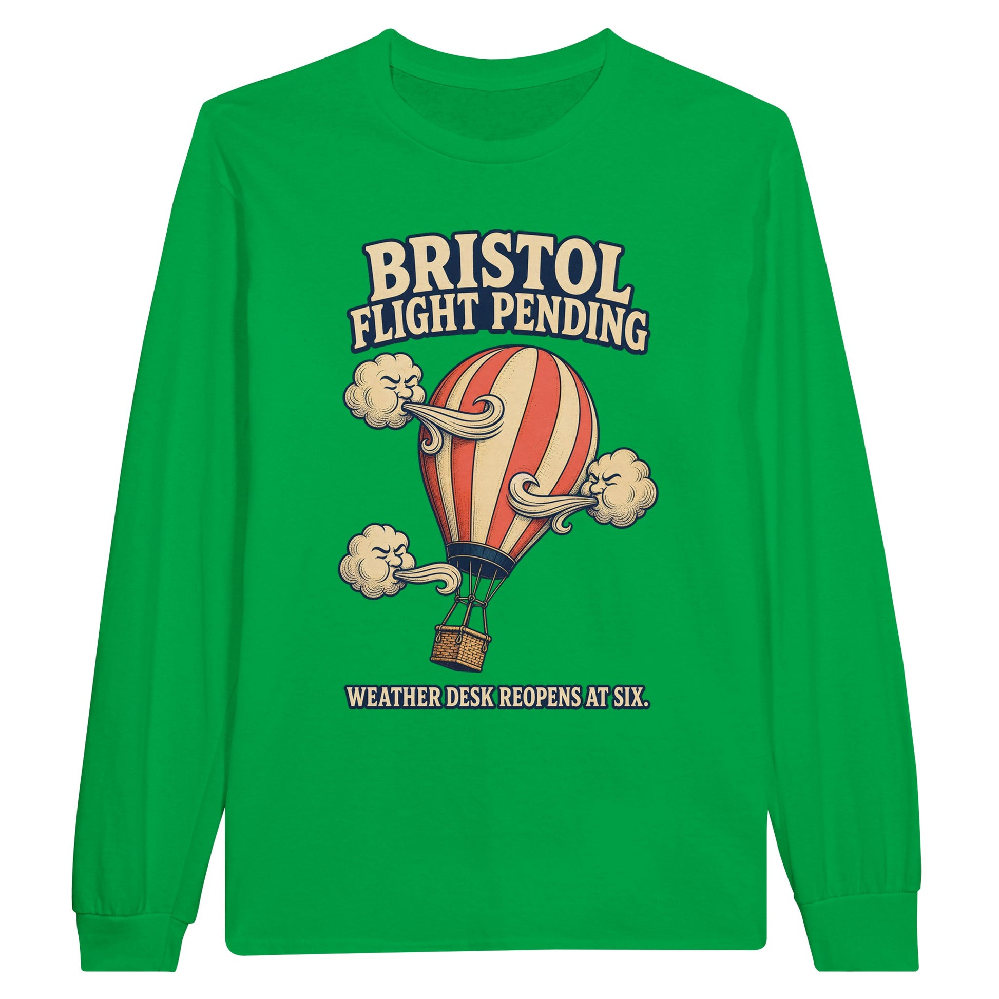 Bristol Flight Pending – Weather Desk Long-Sleeve T-shirt — product view 12