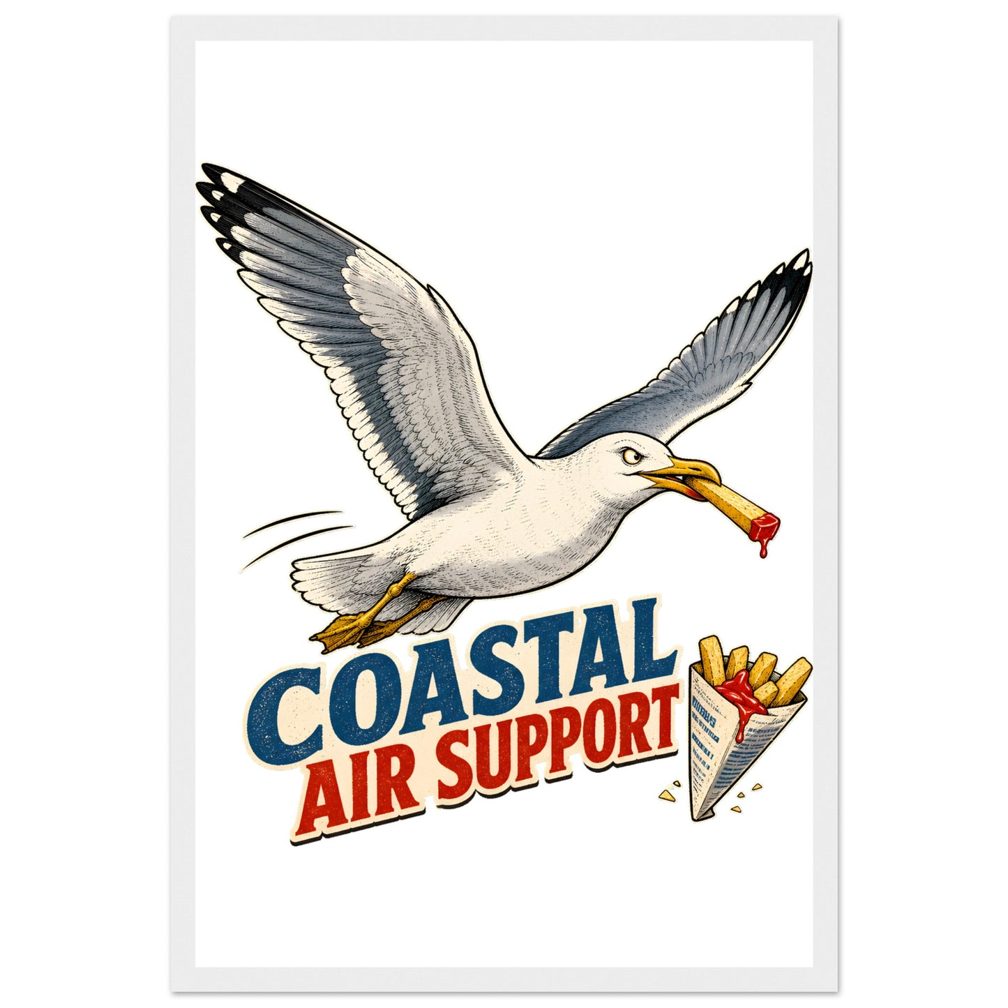 Coastal Air Support Seagull Graphic Framed Wall Art — product view 1