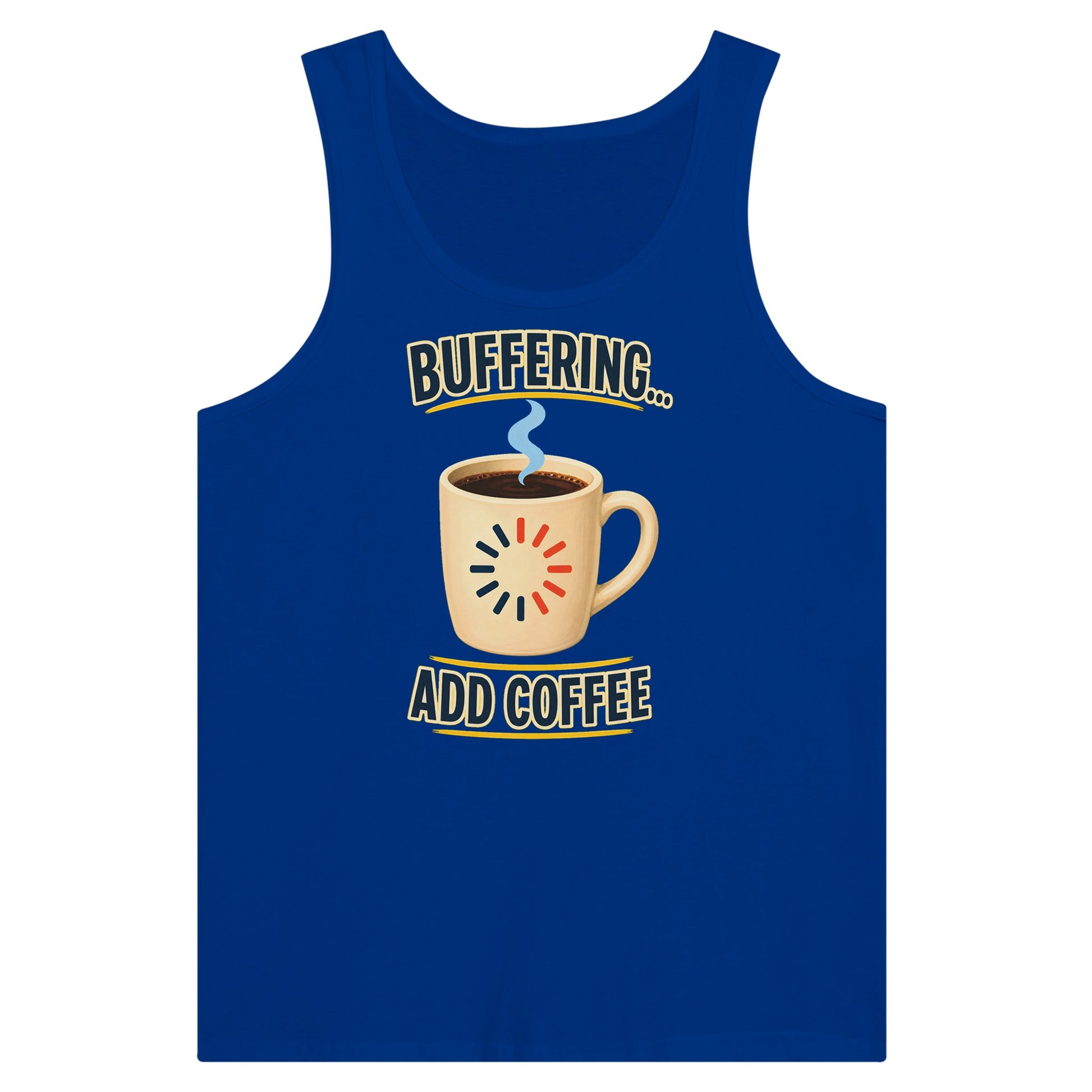 Buffering... Add Coffee — Outlined Loading Mug Graphic Premium Unisex Tank Top — product view 3