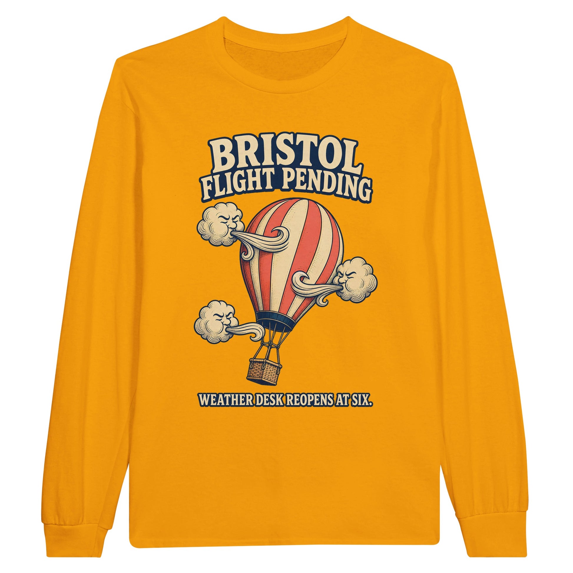 Bristol Flight Pending – Weather Desk Long-Sleeve T-shirt — product view 4
