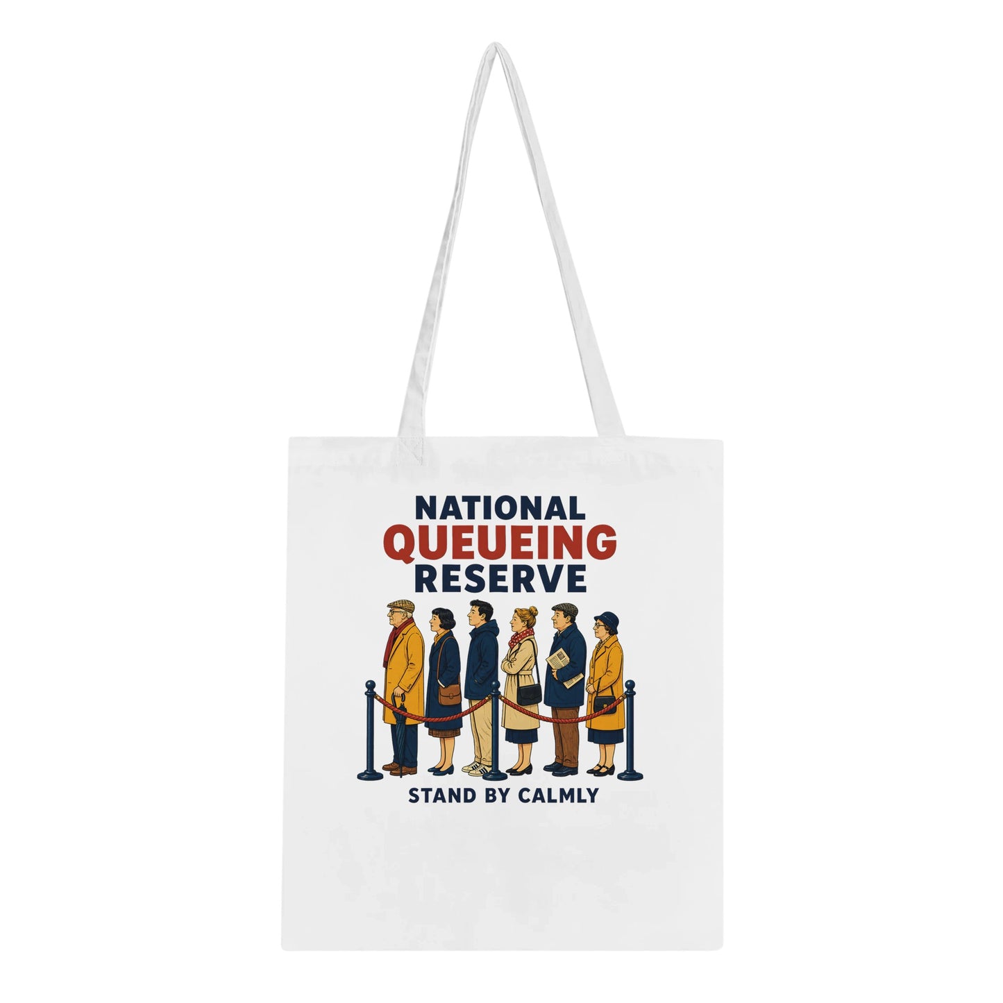 National Queueing Reserve – British Queue Graphic Tote Bag — product view 5