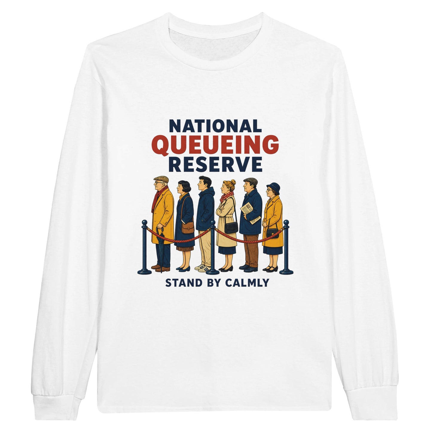 National Queueing Reserve – British Queue Graphic Long-Sleeve T-shirt — product view 1
