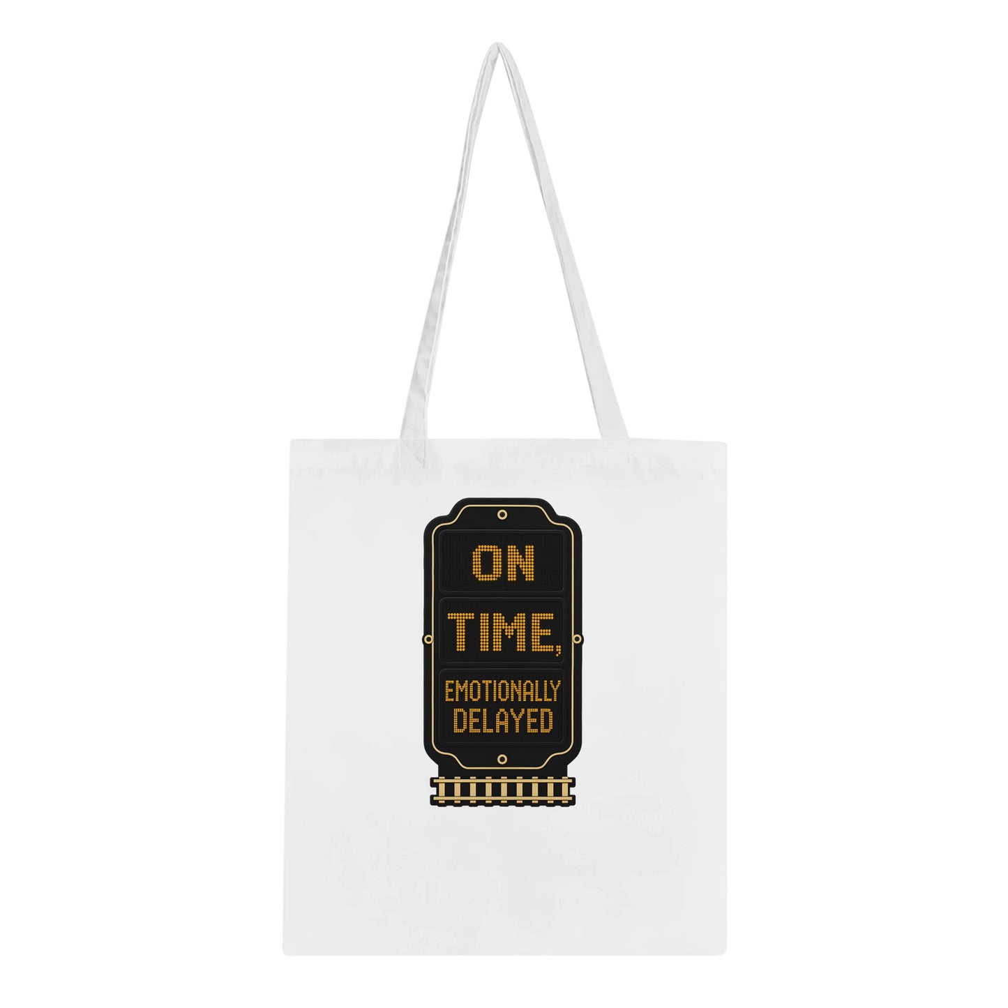 On Time, Emotionally Delayed Rail Graphic Tote Bag — product view 5