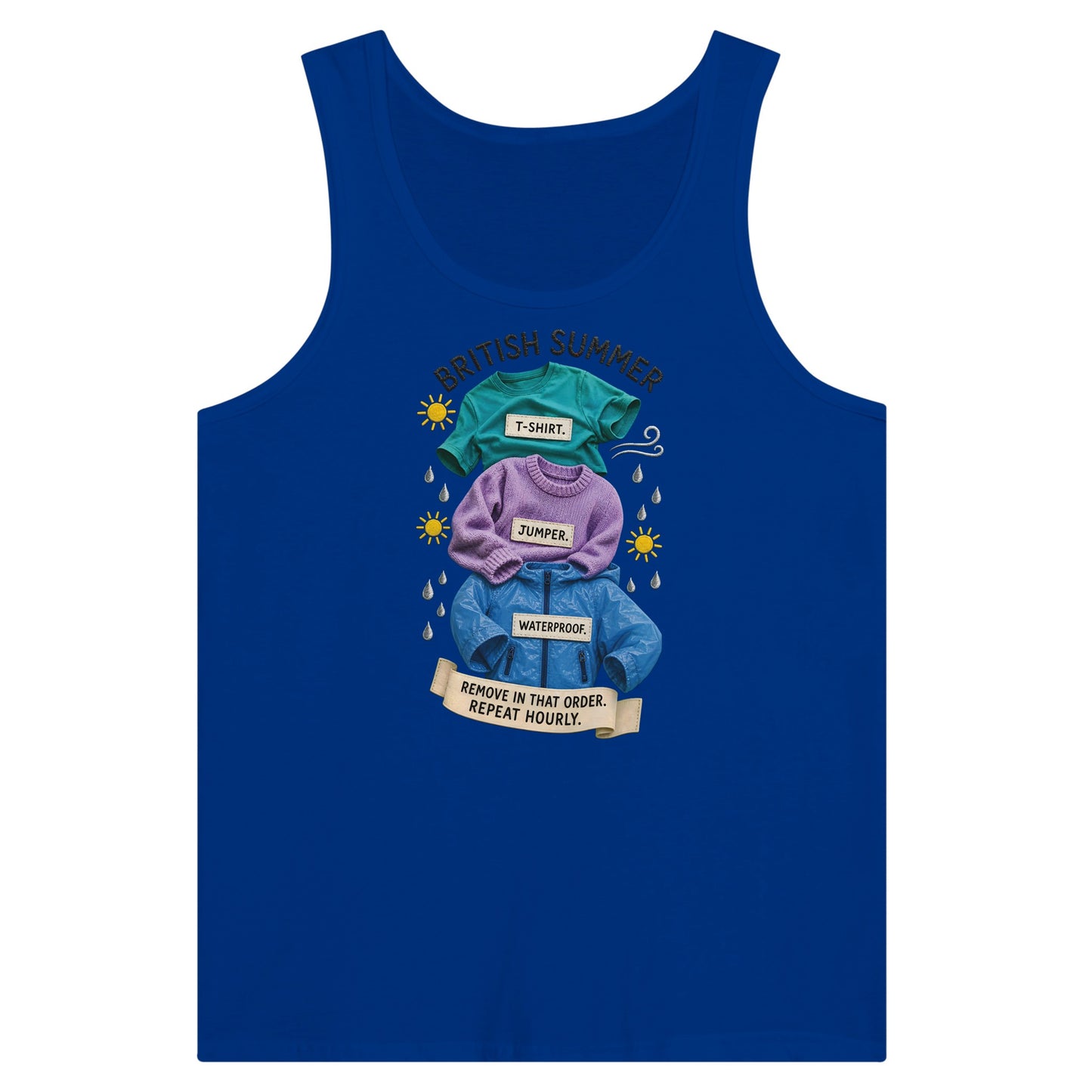 British Summer: Repeat Layers Hourly Premium Unisex Tank Top — product view 3