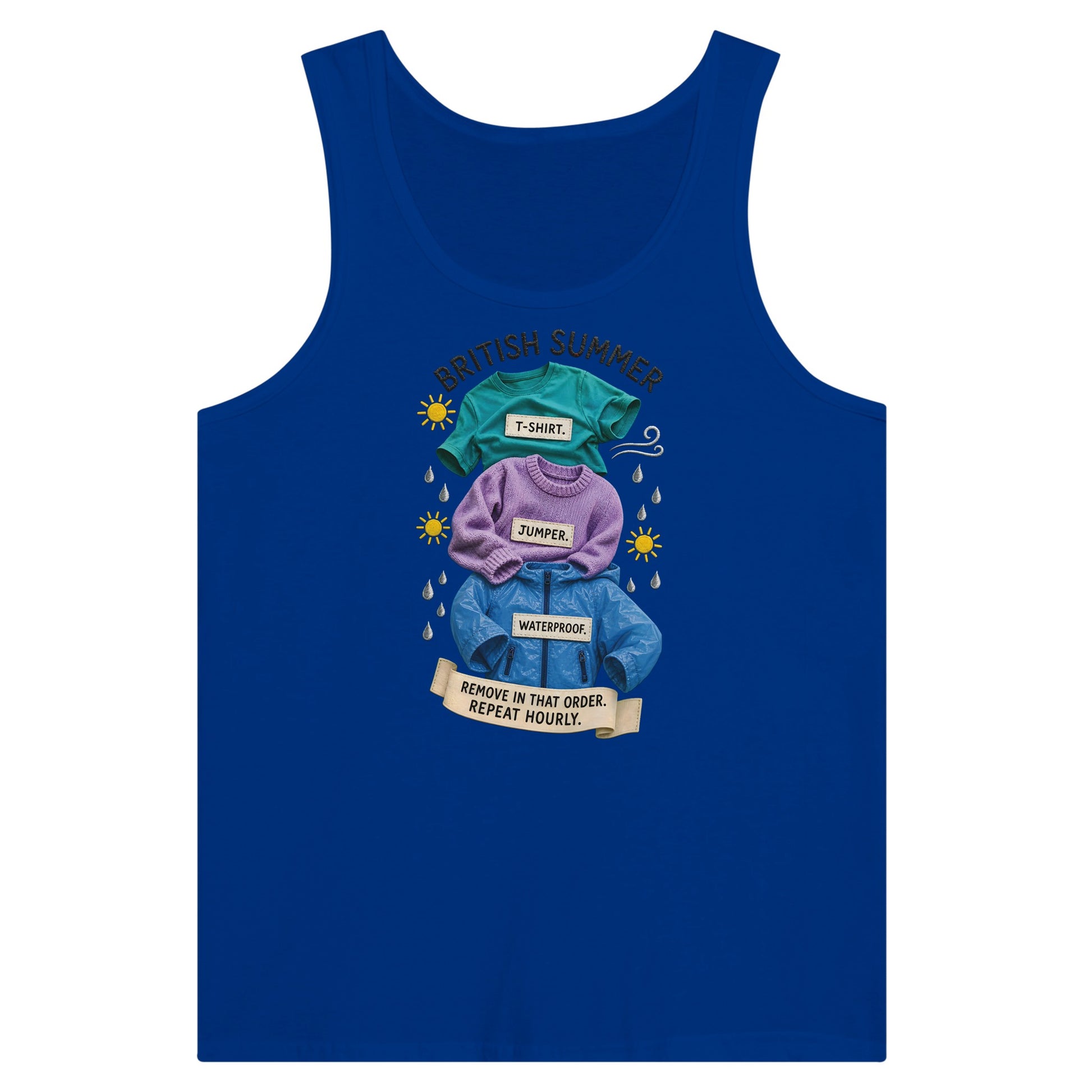 British Summer: Repeat Layers Hourly Premium Unisex Tank Top — product view 3