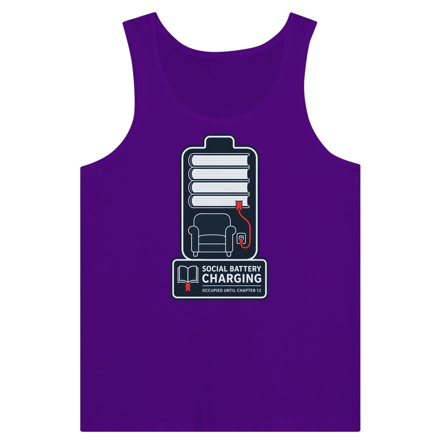 Social Battery Charging Premium Unisex Tank Top — product view 6