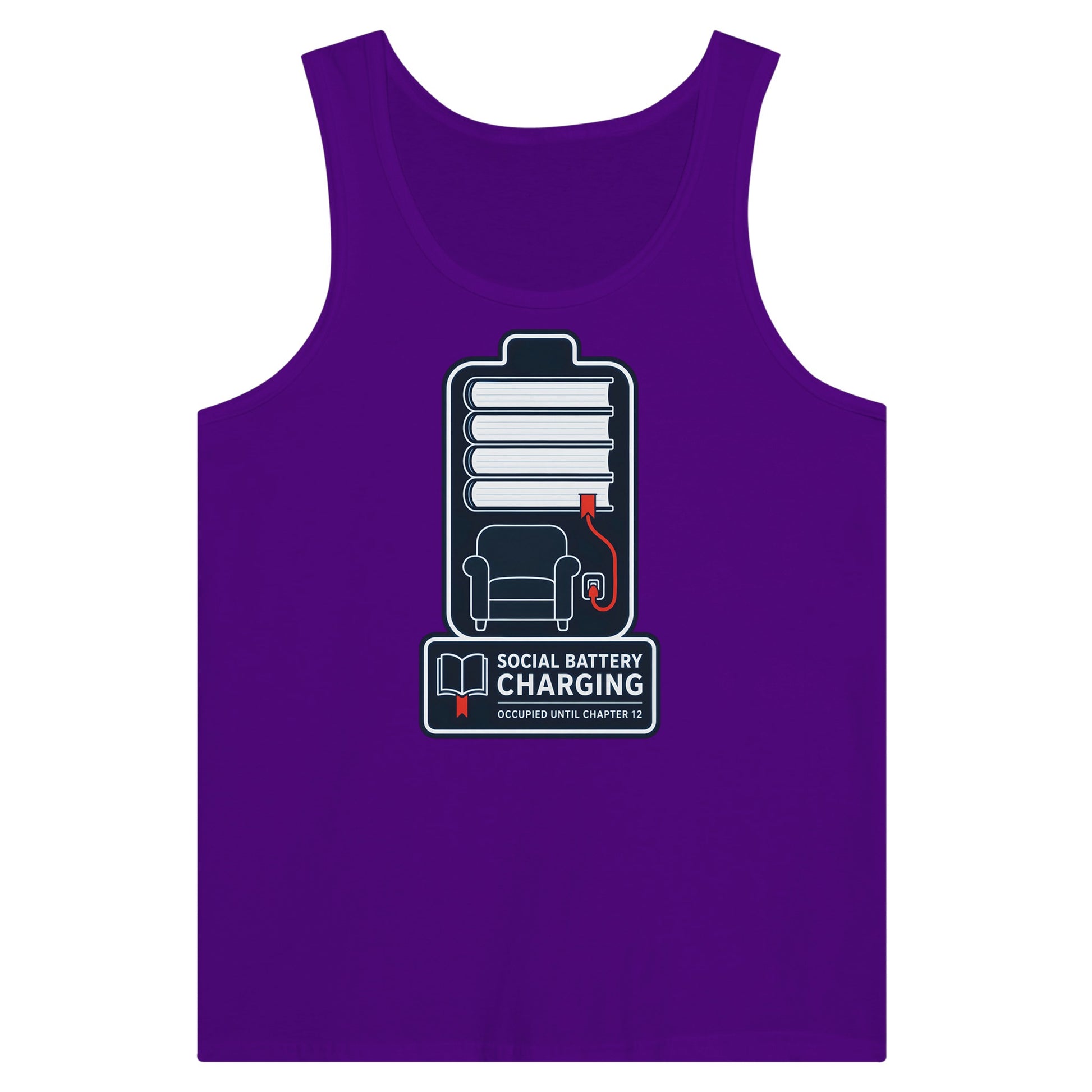 Social Battery Charging Premium Unisex Tank Top — product view 6