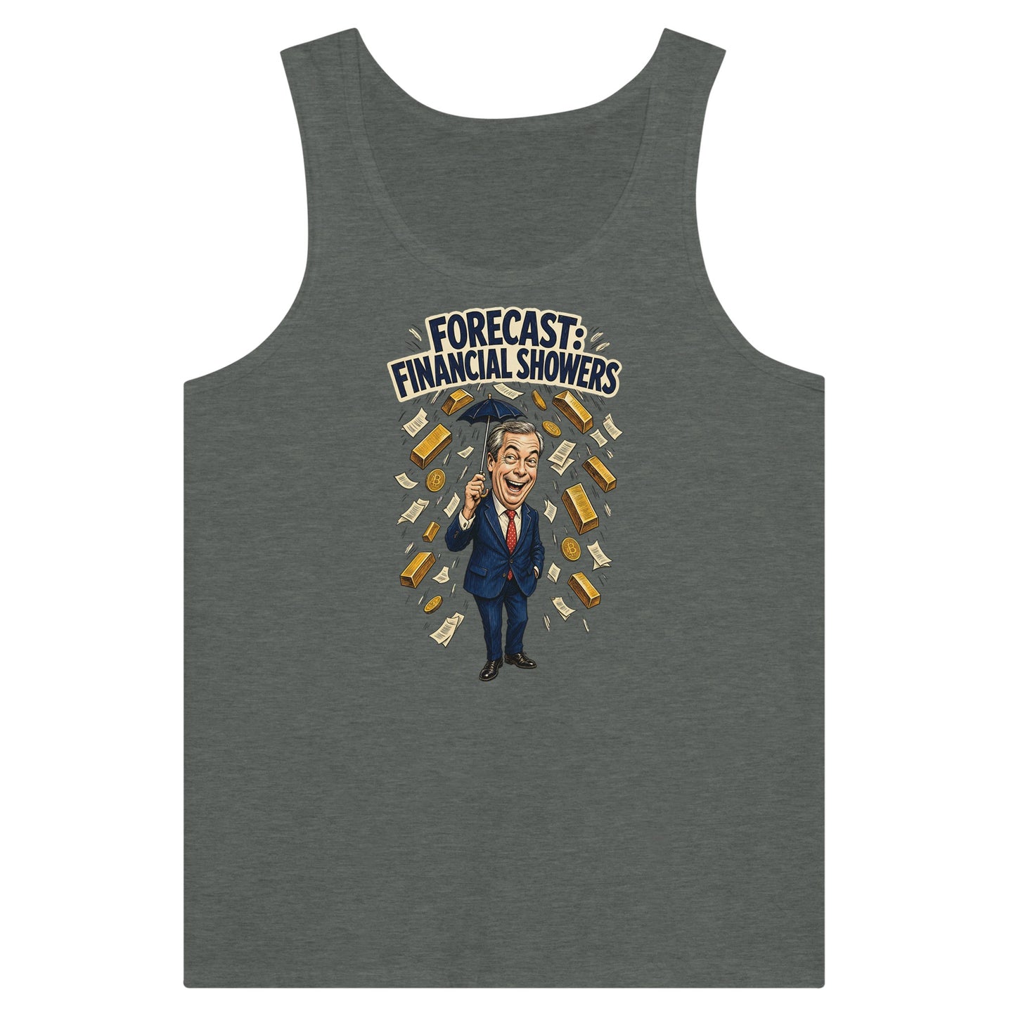 Forecast: Financial Showers Premium Unisex Tank Top — product view 4