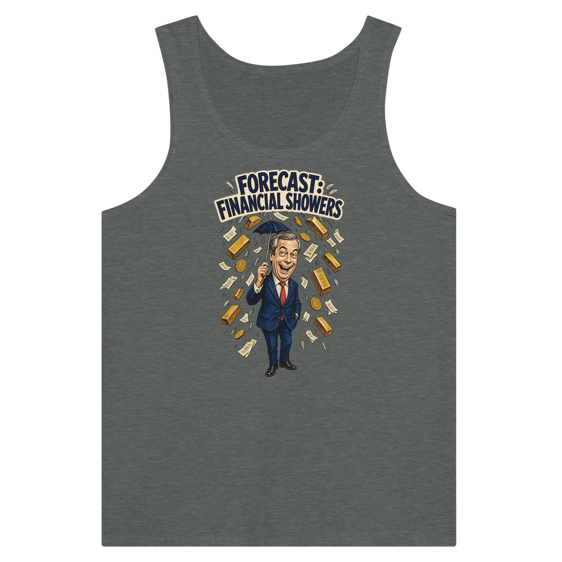 Forecast: Financial Showers Premium Unisex Tank Top — product view 4