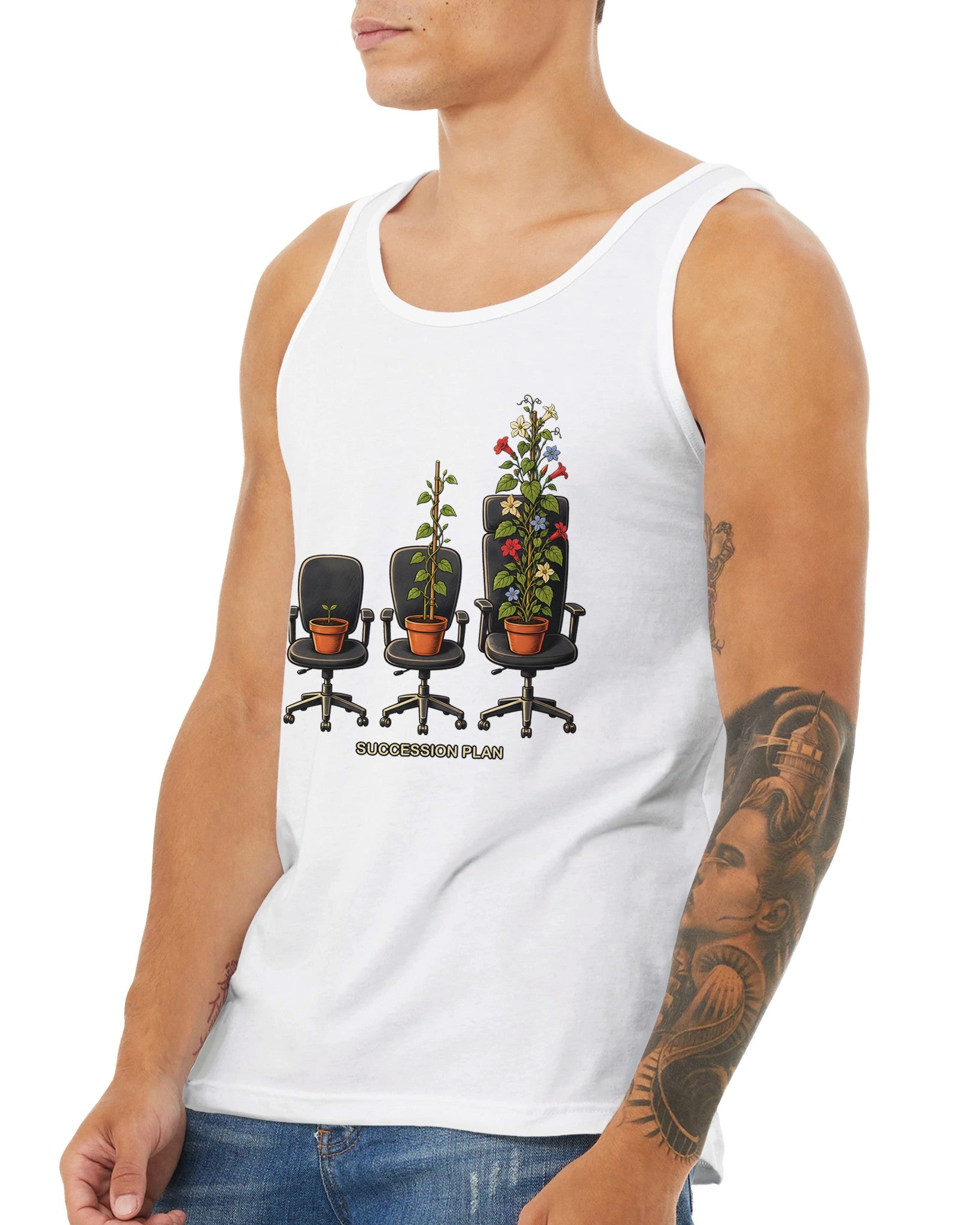 Succession Plan Office Chair Garden Graphic Premium Unisex Tank Top — product view 16