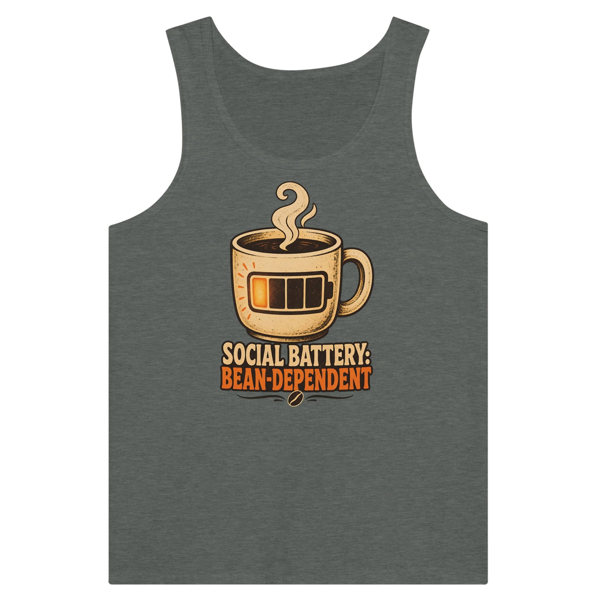 Social Battery: Bean-Dependent Graphic Premium Unisex Tank Top — product view 4