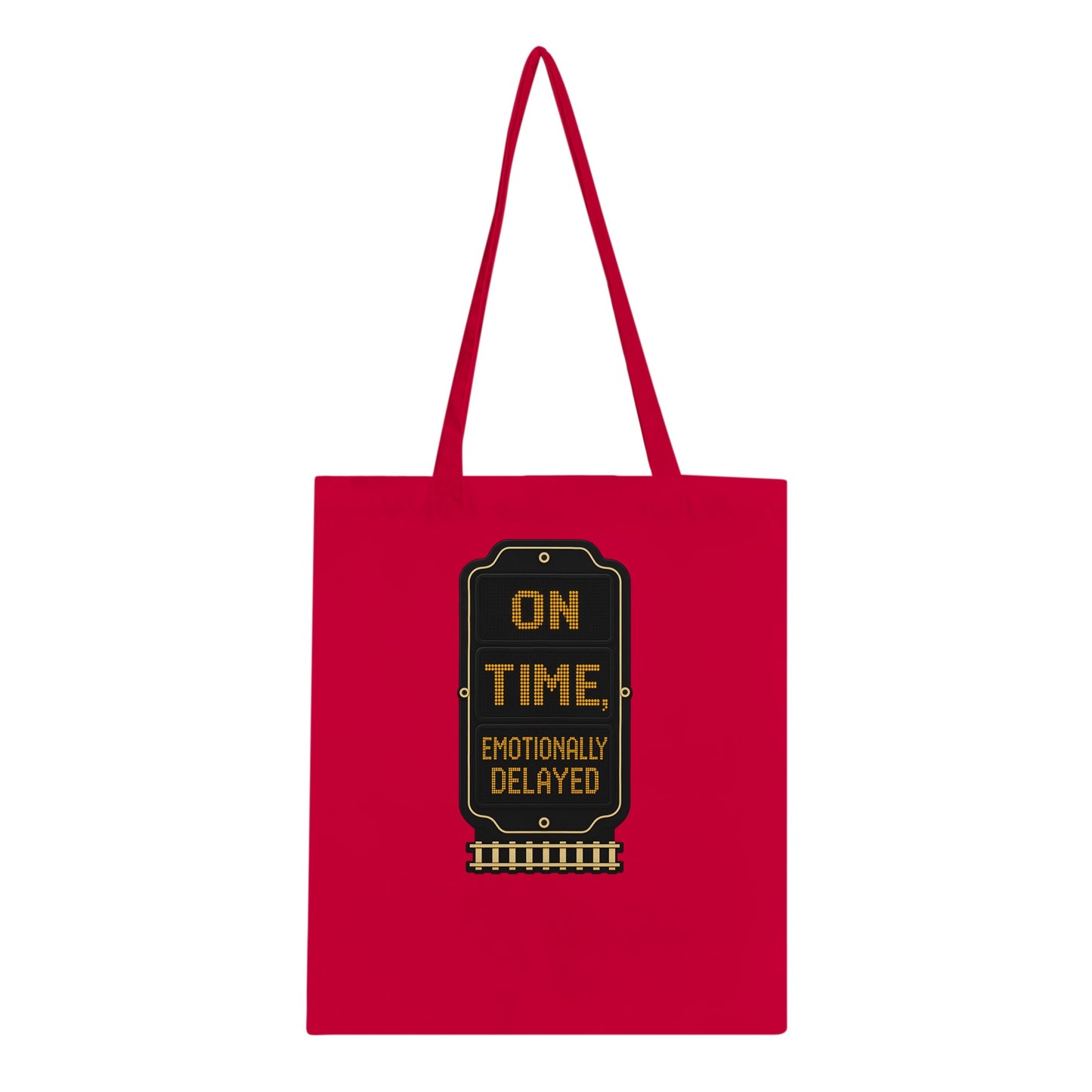 On Time, Emotionally Delayed Rail Graphic Tote Bag — product view 4
