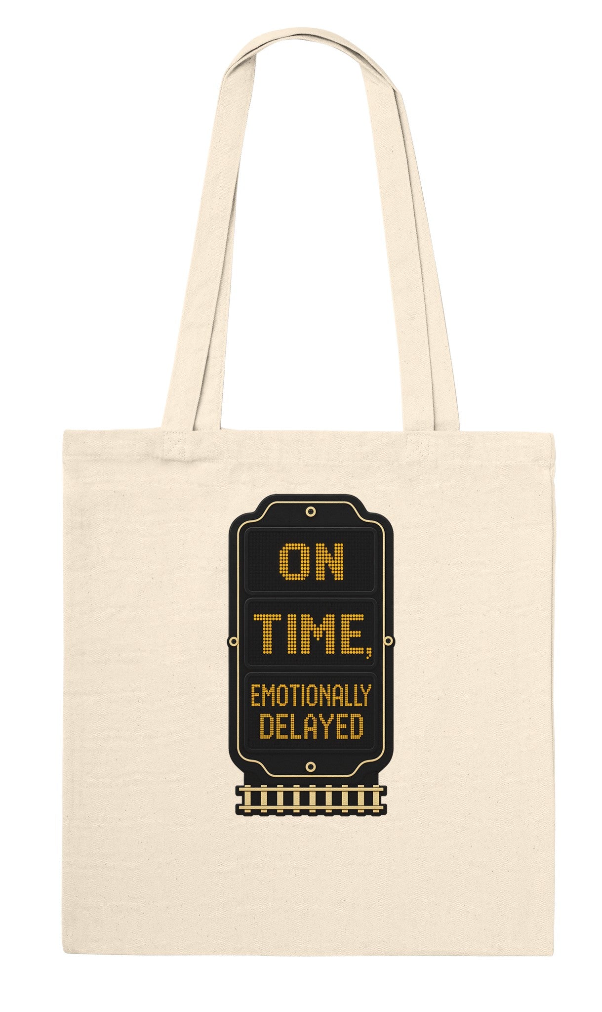 On Time, Emotionally Delayed Rail Graphic Tote Bag — product view 6