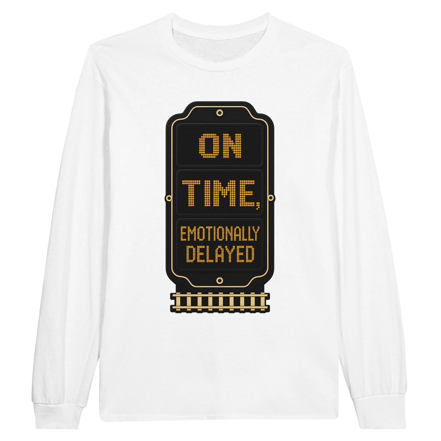 On Time, Emotionally Delayed Rail Graphic Long-Sleeve T-shirt — product view 1