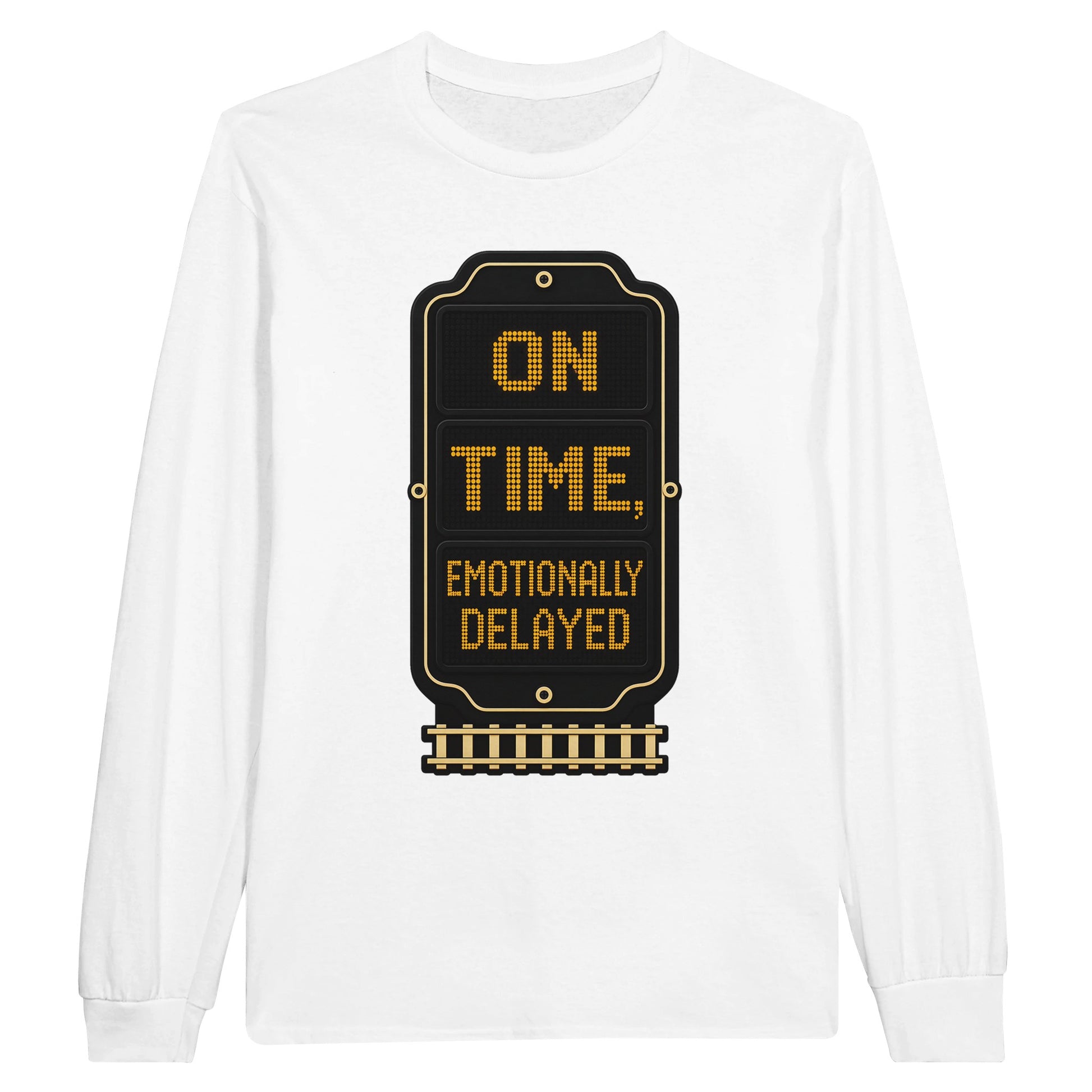 On Time, Emotionally Delayed Rail Graphic Long-Sleeve T-shirt — product view 1