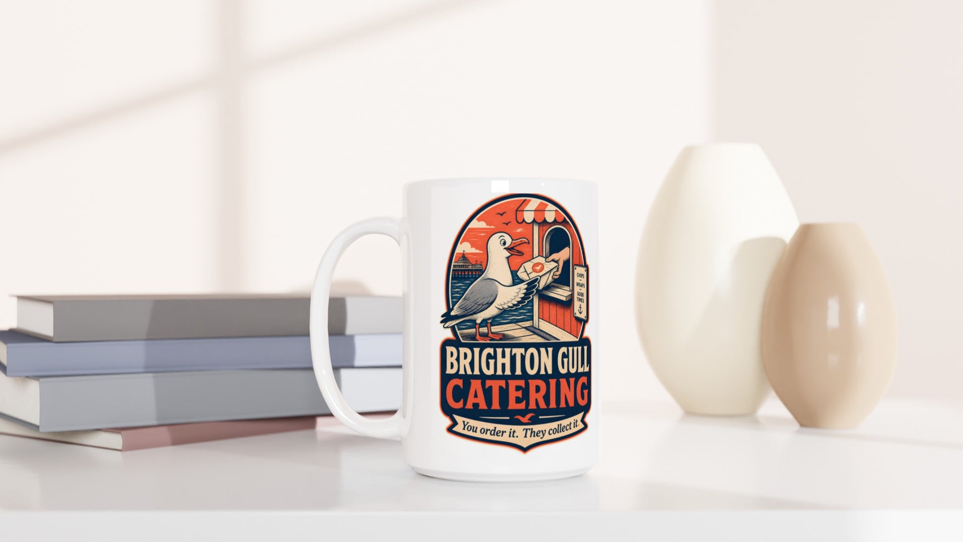 Brighton Gull Catering — Illustrated Large Mug — product view 6