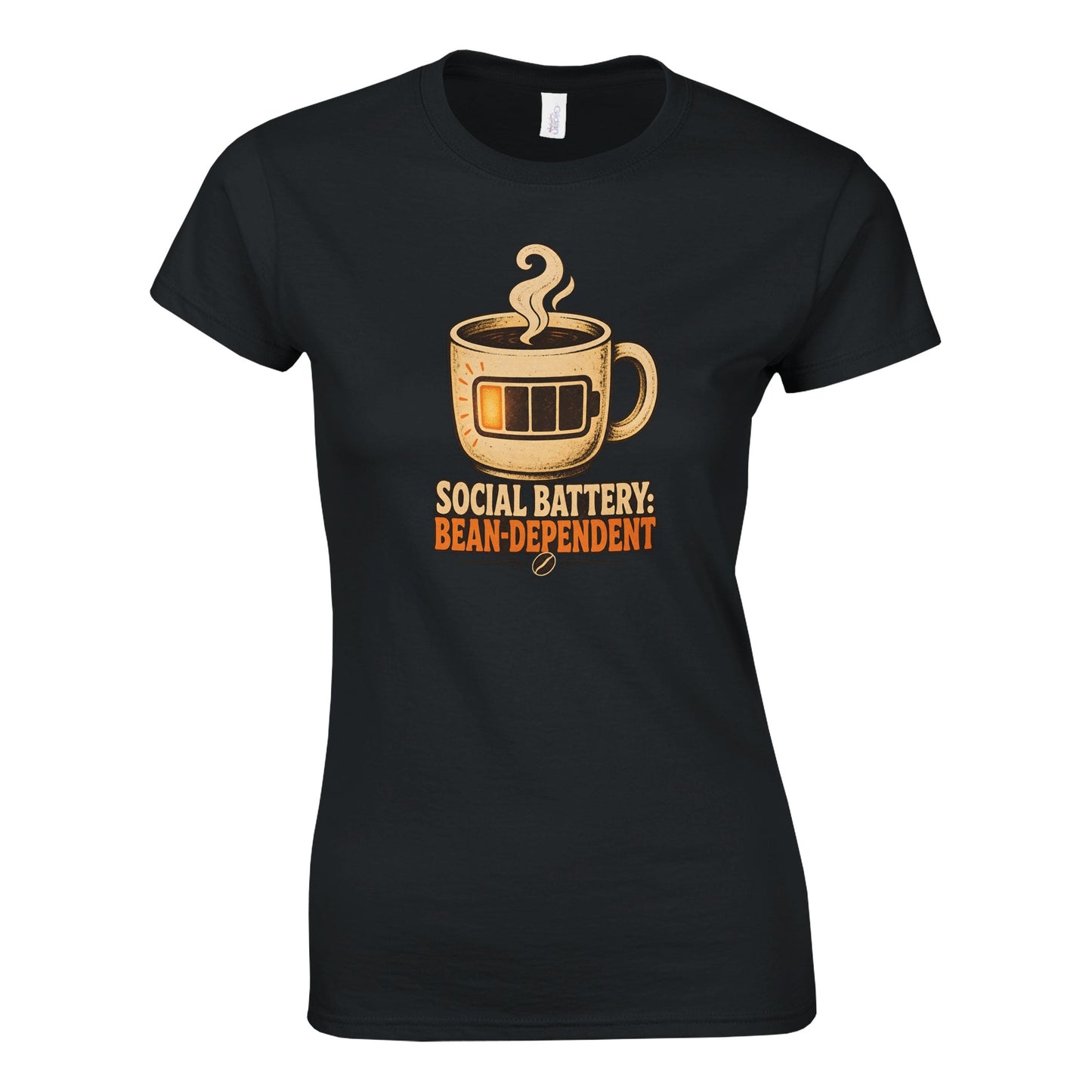 Social Battery: Bean-Dependent Graphic Women's T-shirt — product view 9
