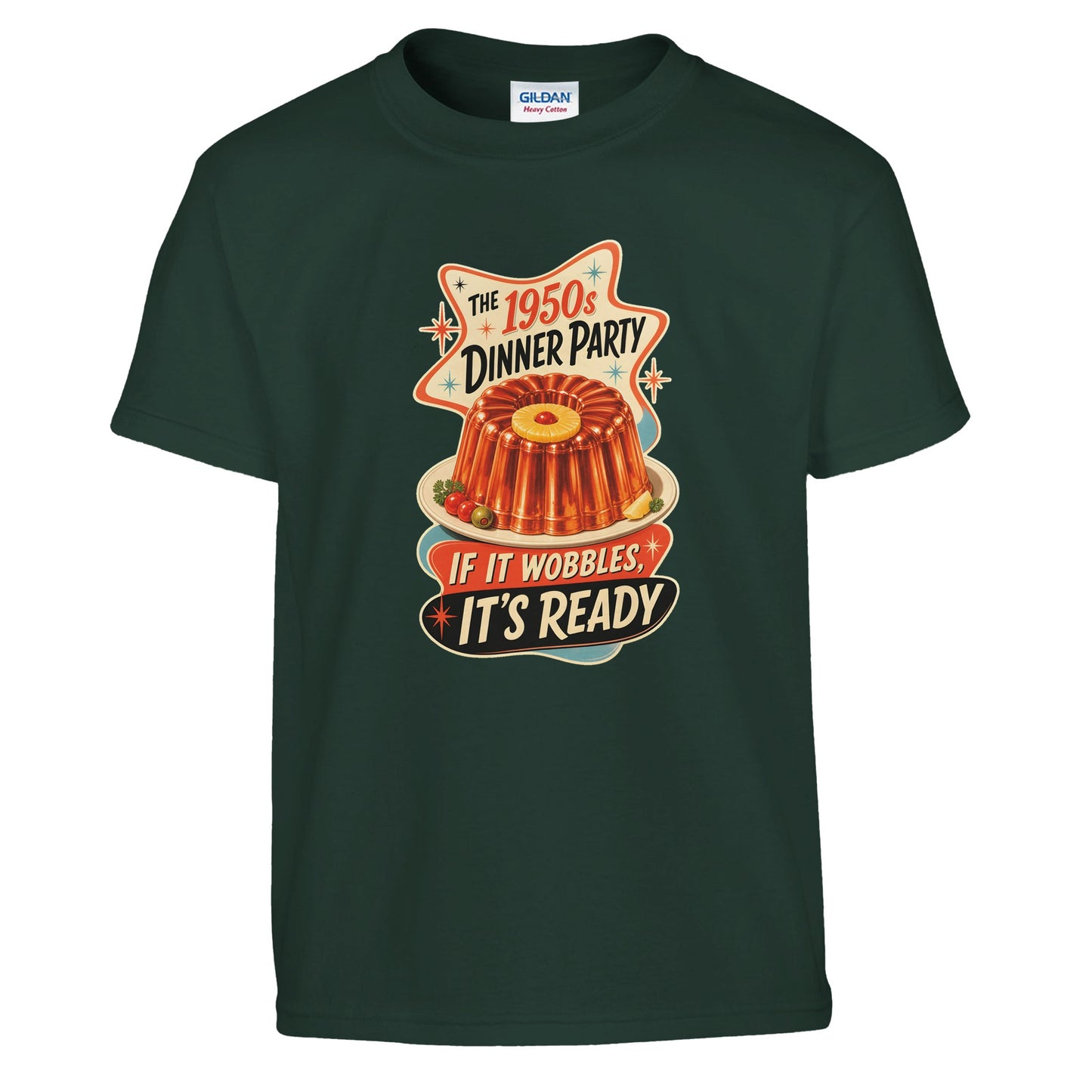 The 1950s Dinner Party — If It Wobbles, It's Ready Kids' T-shirt — product view 13