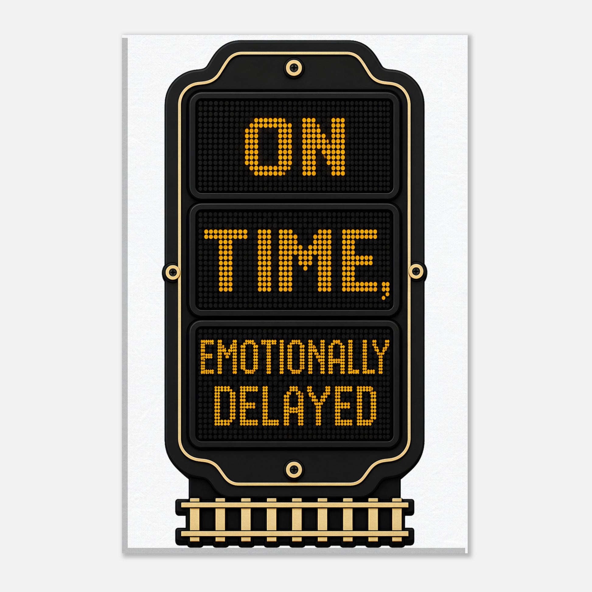 On Time, Emotionally Delayed Rail Graphic Canvas — product view 1