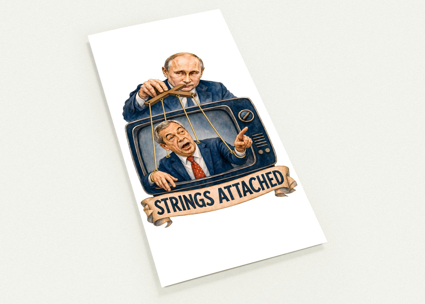 Strings Attached Political Satire Postcard Pack — product view 1