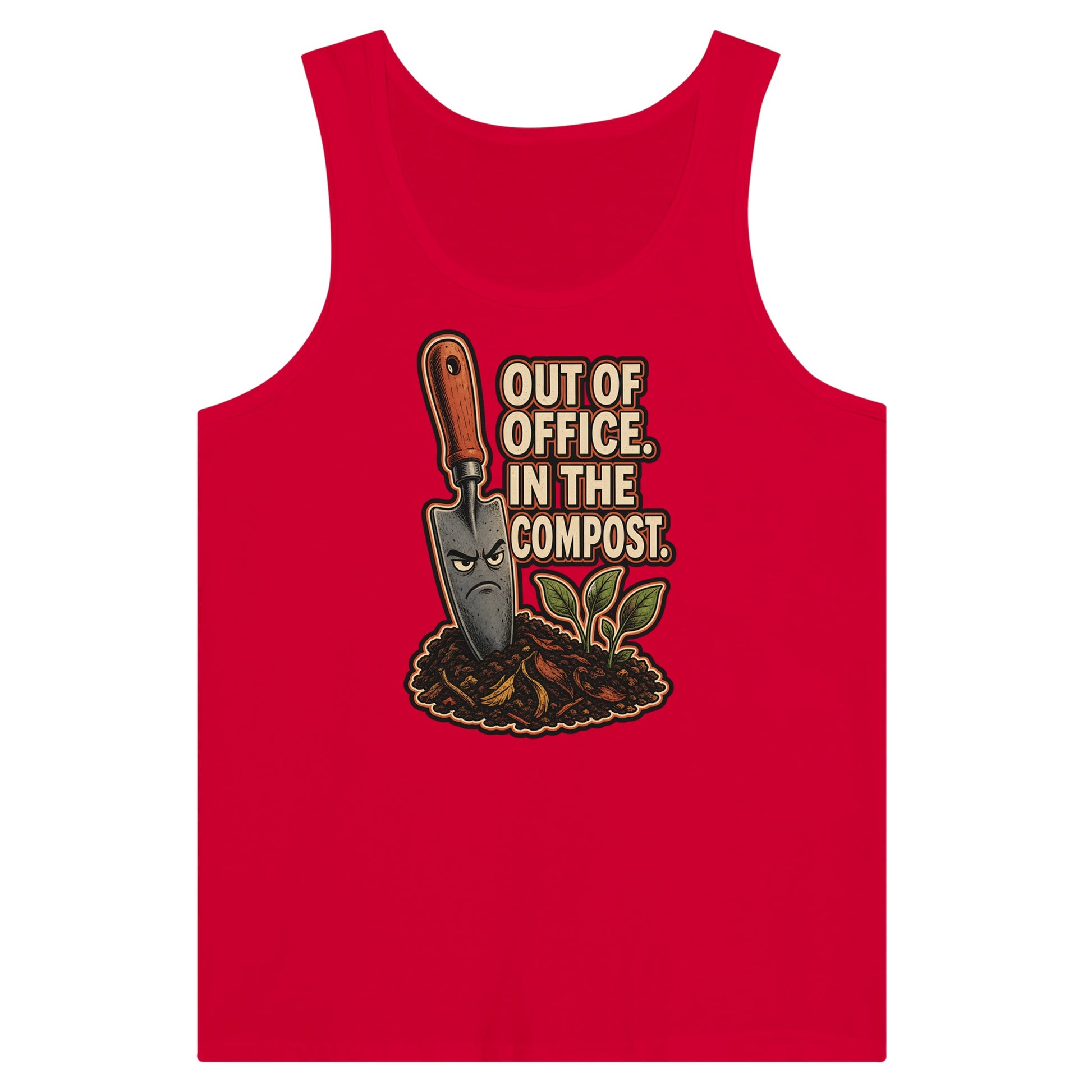 Out of Office, In the Compost Premium Unisex Tank Top — product view 12