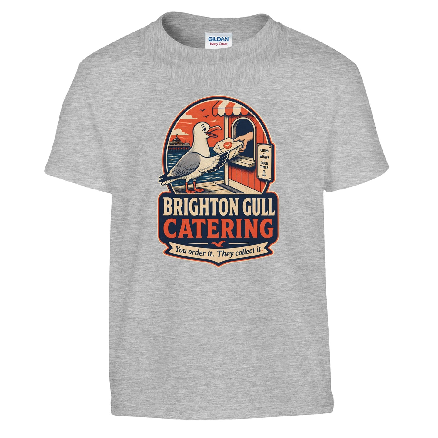 Brighton Gull Catering — Illustrated Kids' T-shirt — product view 4