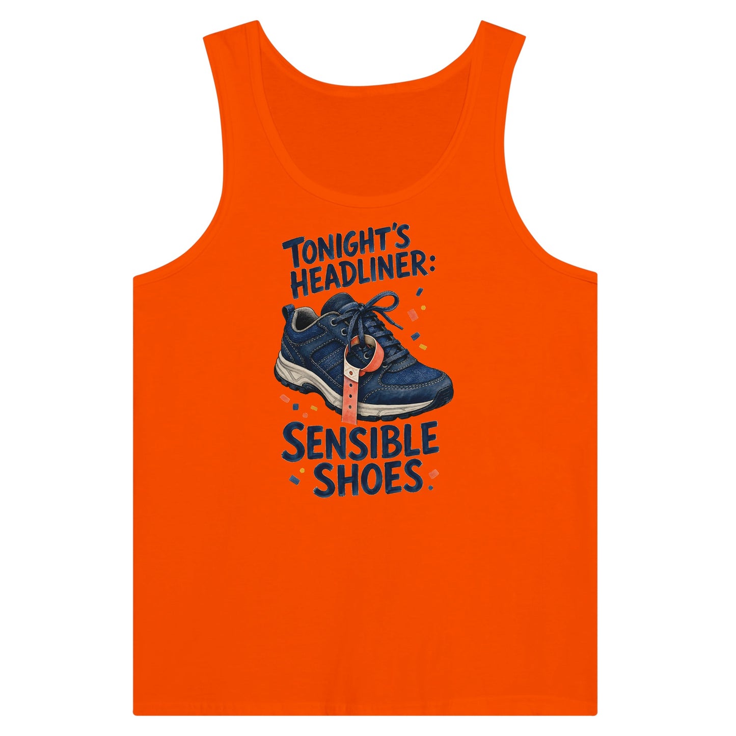 Tonight's Headliner: Sensible Shoes Concert Premium Unisex Tank Top — product view 7