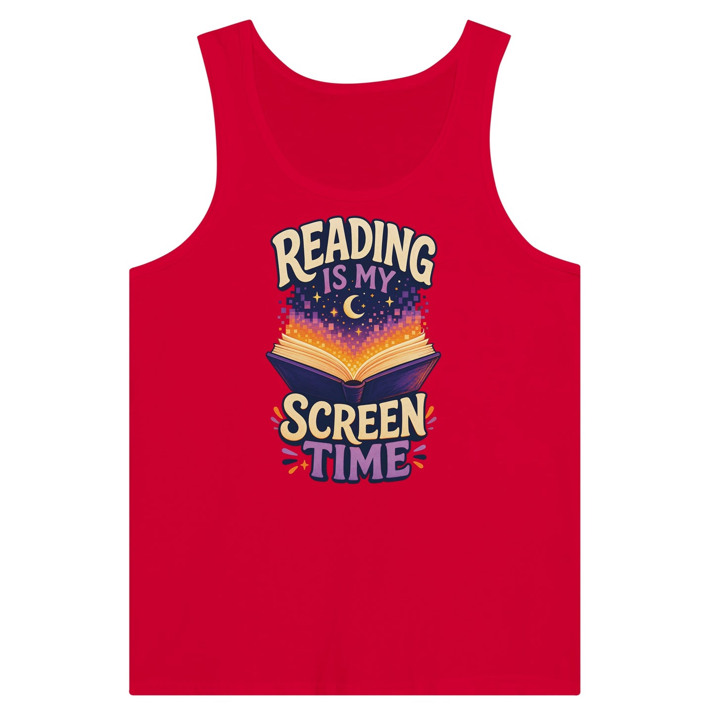 Reading Is My Screen Time Book Graphic Premium Unisex Tank Top — product view 12