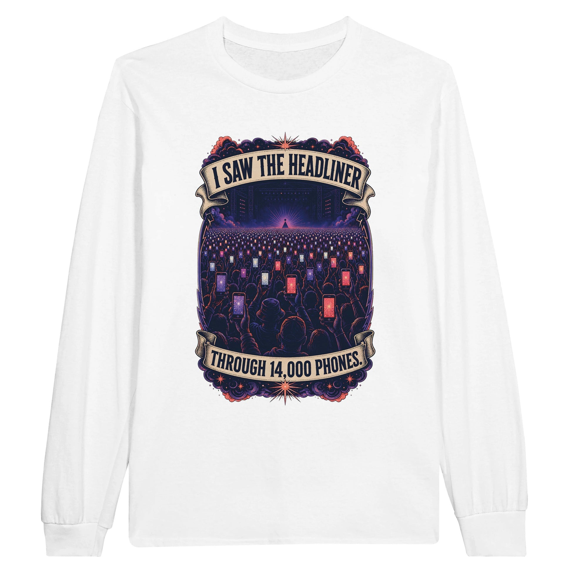 The Headliner Through 14,000 Phones Long-Sleeve T-shirt — product view 1