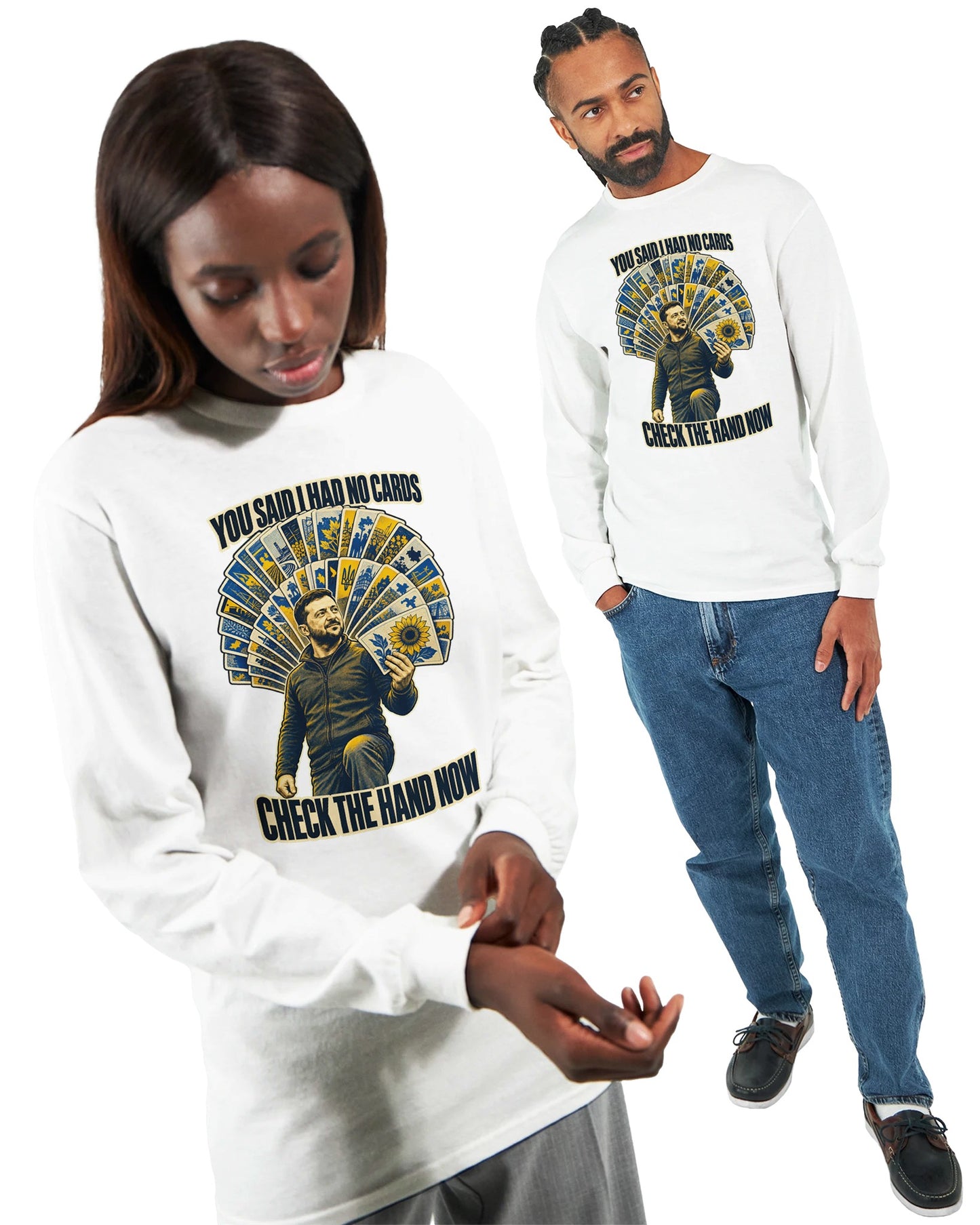 You Said I Had No Cards – Zelenskyy Satire Long-Sleeve T-shirt — product view 15