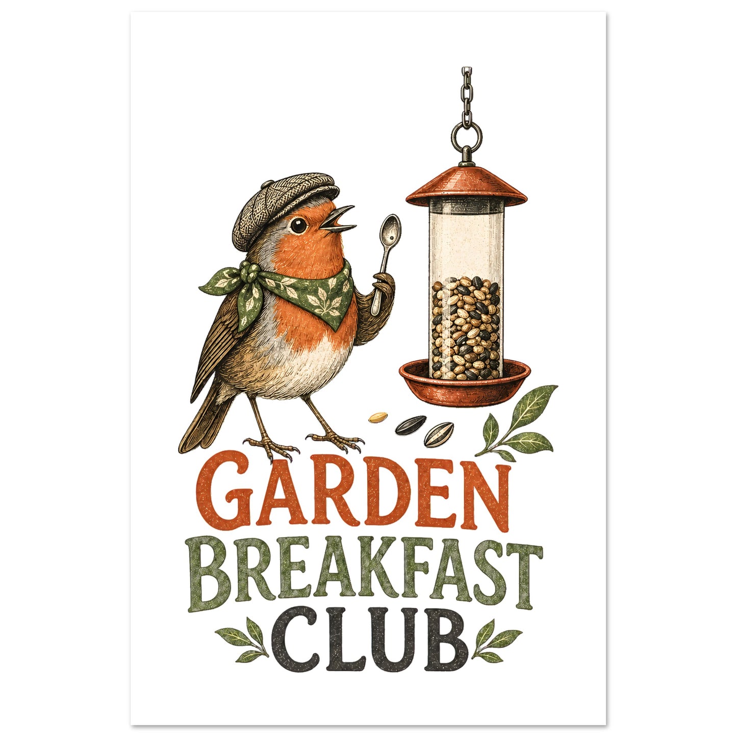 Garden Breakfast Club Robin Graphic Poster — product view 5
