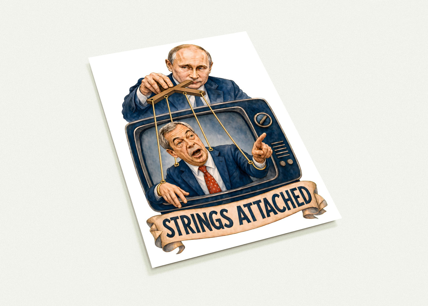 Strings Attached Political Satire Postcard Pack — product view 3