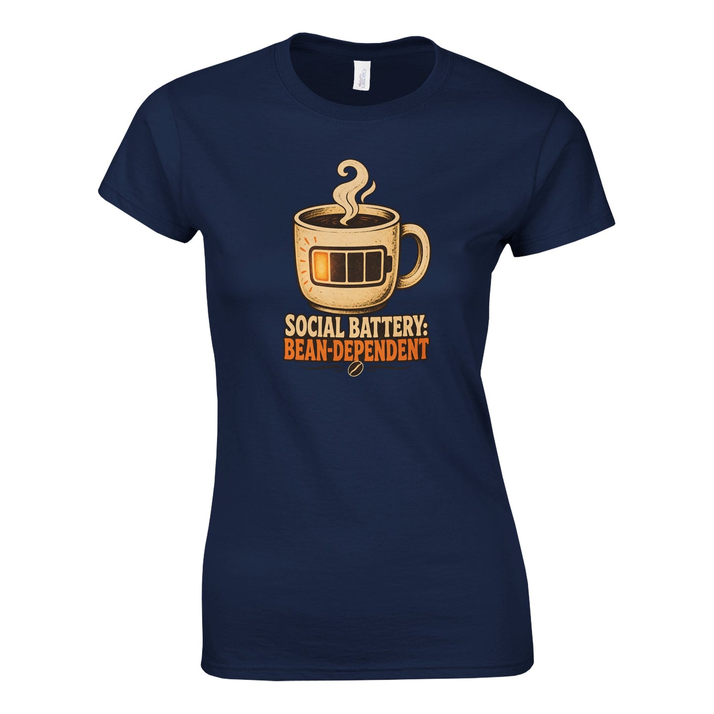 Social Battery: Bean-Dependent Graphic Women's T-shirt — product view 10