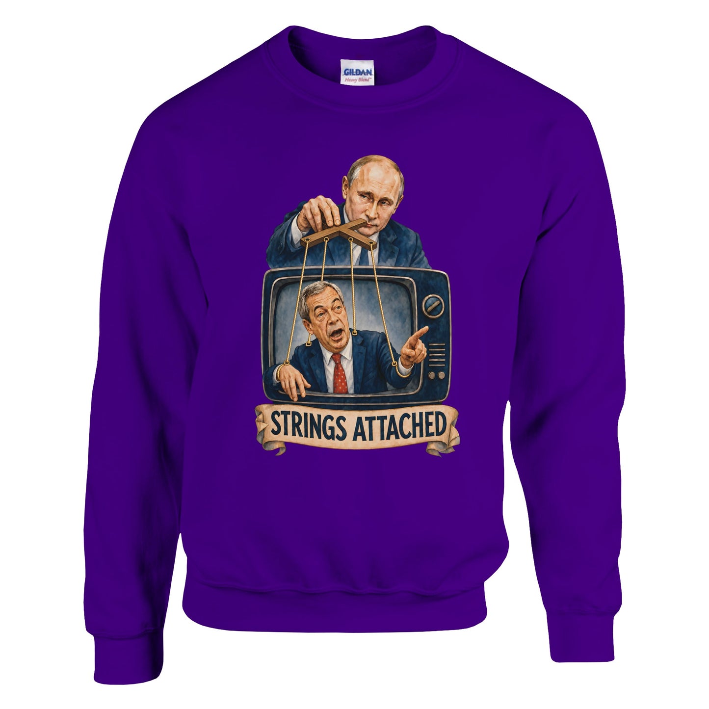 Strings Attached Political Satire Sweatshirt — product view 6