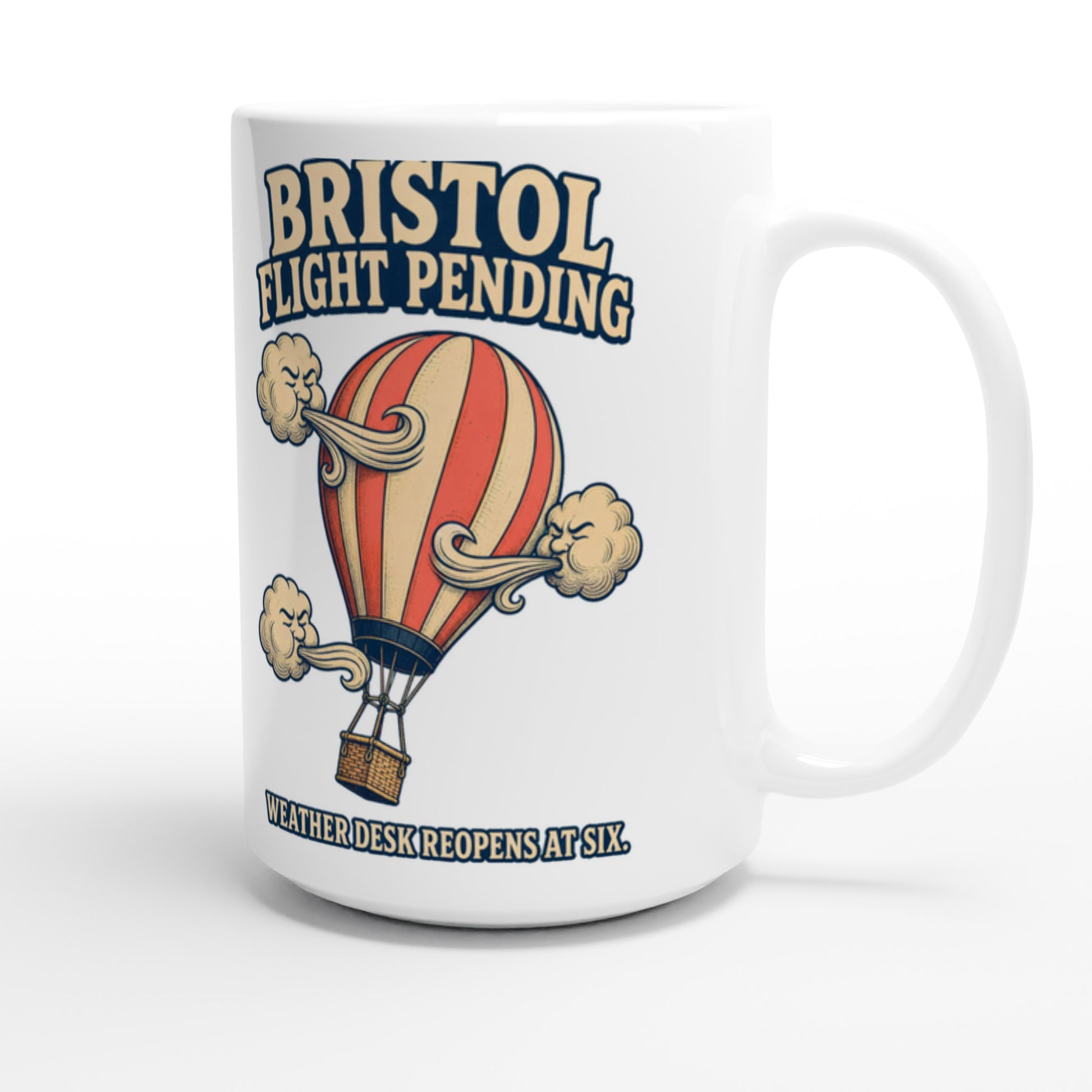 Bristol Flight Pending – Weather Desk Large Mug — product view 3