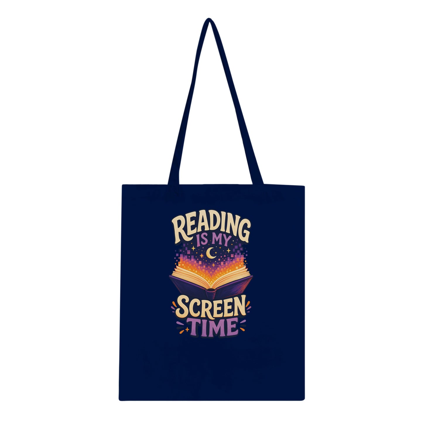 Reading Is My Screen Time Book Graphic Tote Bag — product view 2