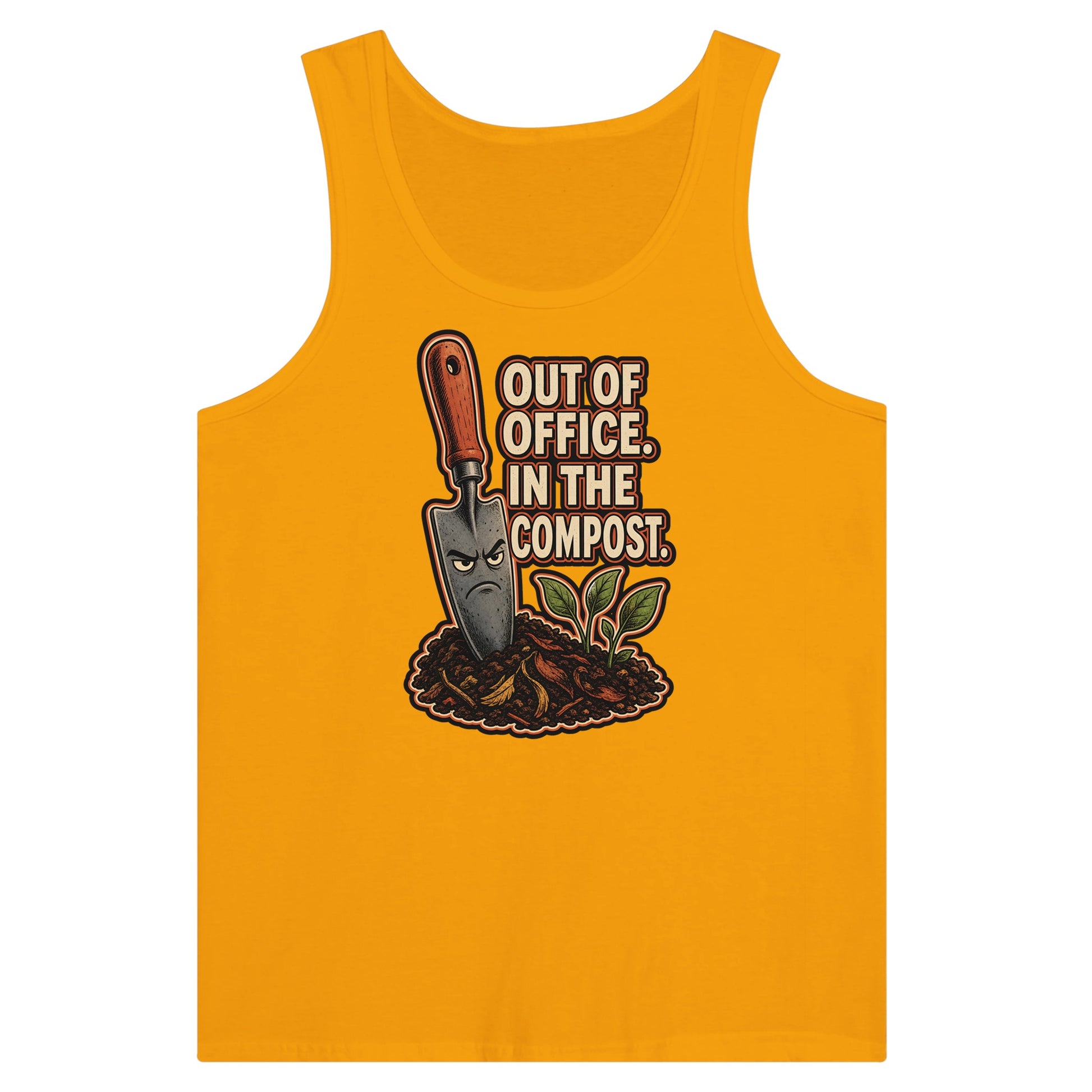 Out of Office, In the Compost Premium Unisex Tank Top — product view 11