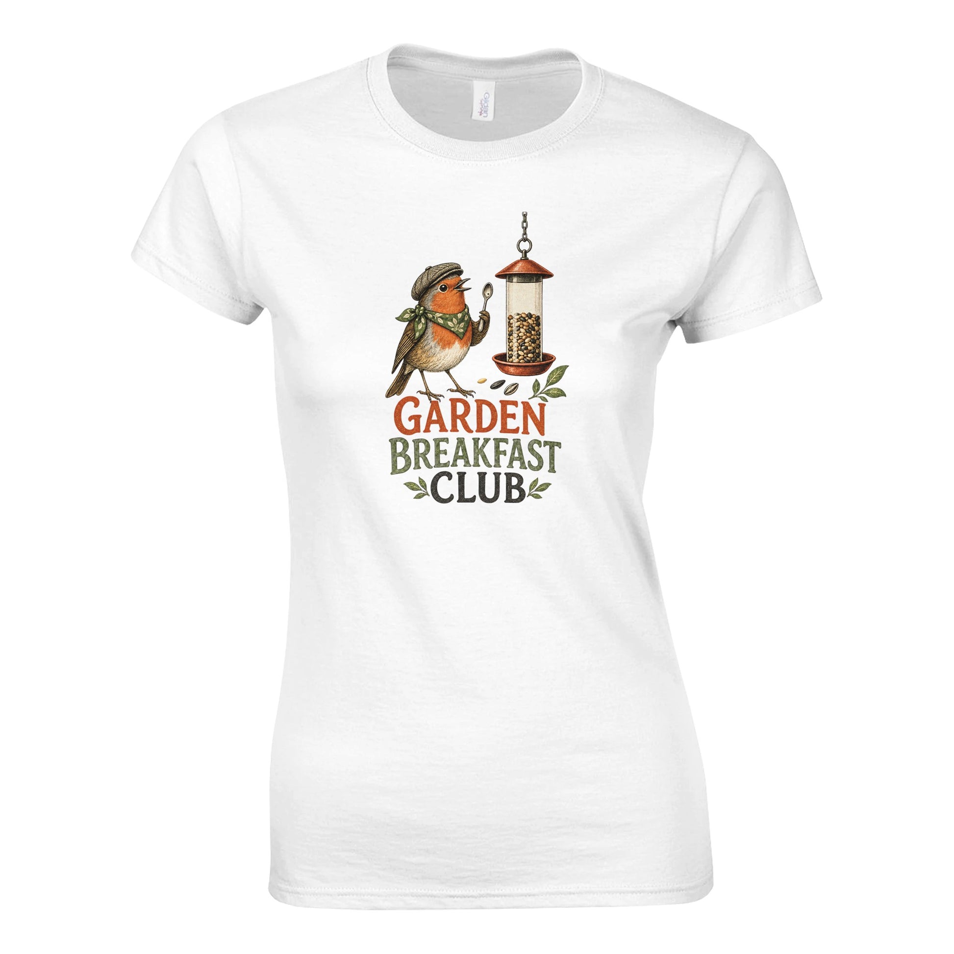 Garden Breakfast Club Robin Graphic Women's T-shirt — product view 1