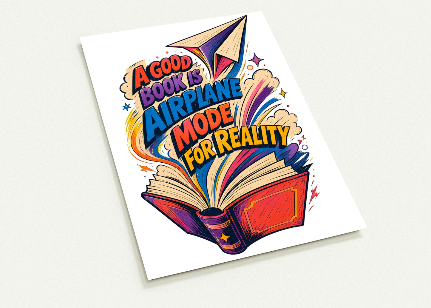 A Good Book Is Airplane Mode for Reality Postcard Pack — product view 2