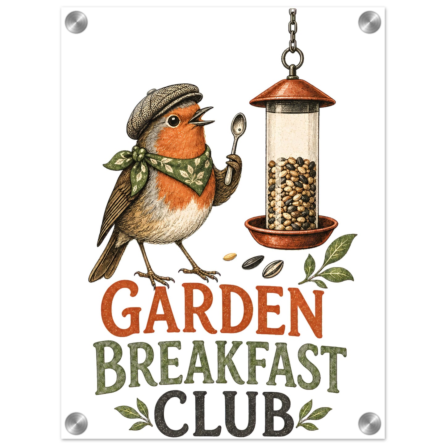 Garden Breakfast Club Robin Graphic Acrylic Print — product view 1