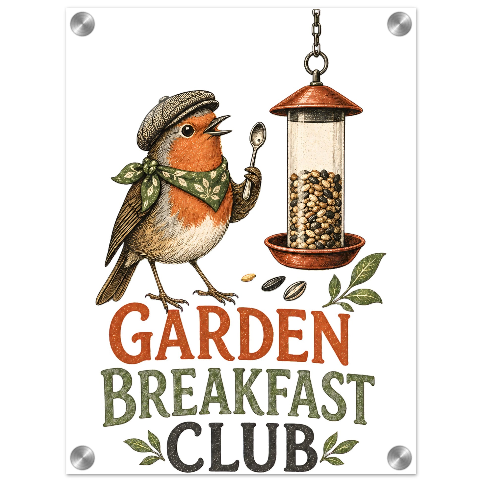 Garden Breakfast Club Robin Graphic Acrylic Print — product view 1