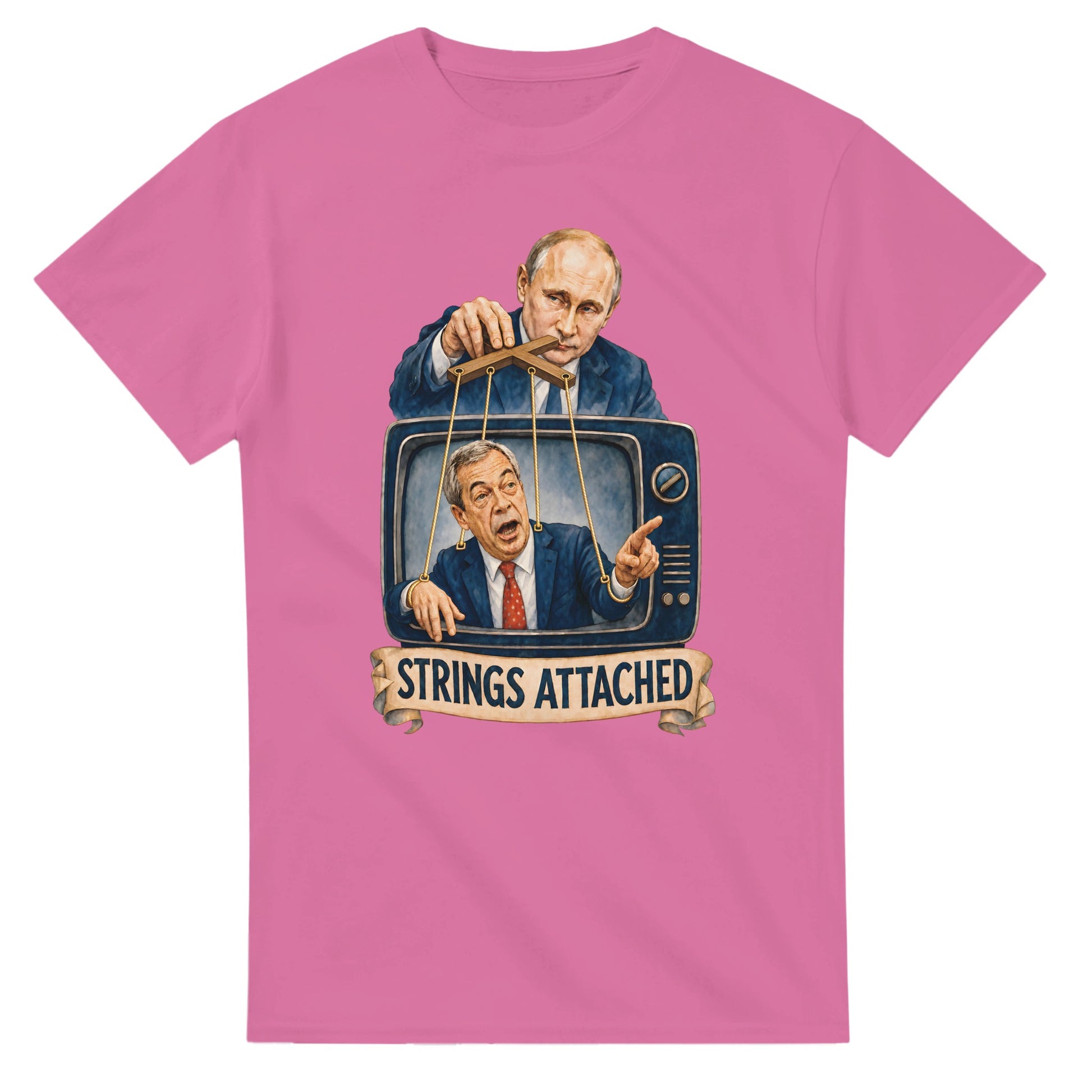 Strings Attached Political Satire T-shirt — product view 4