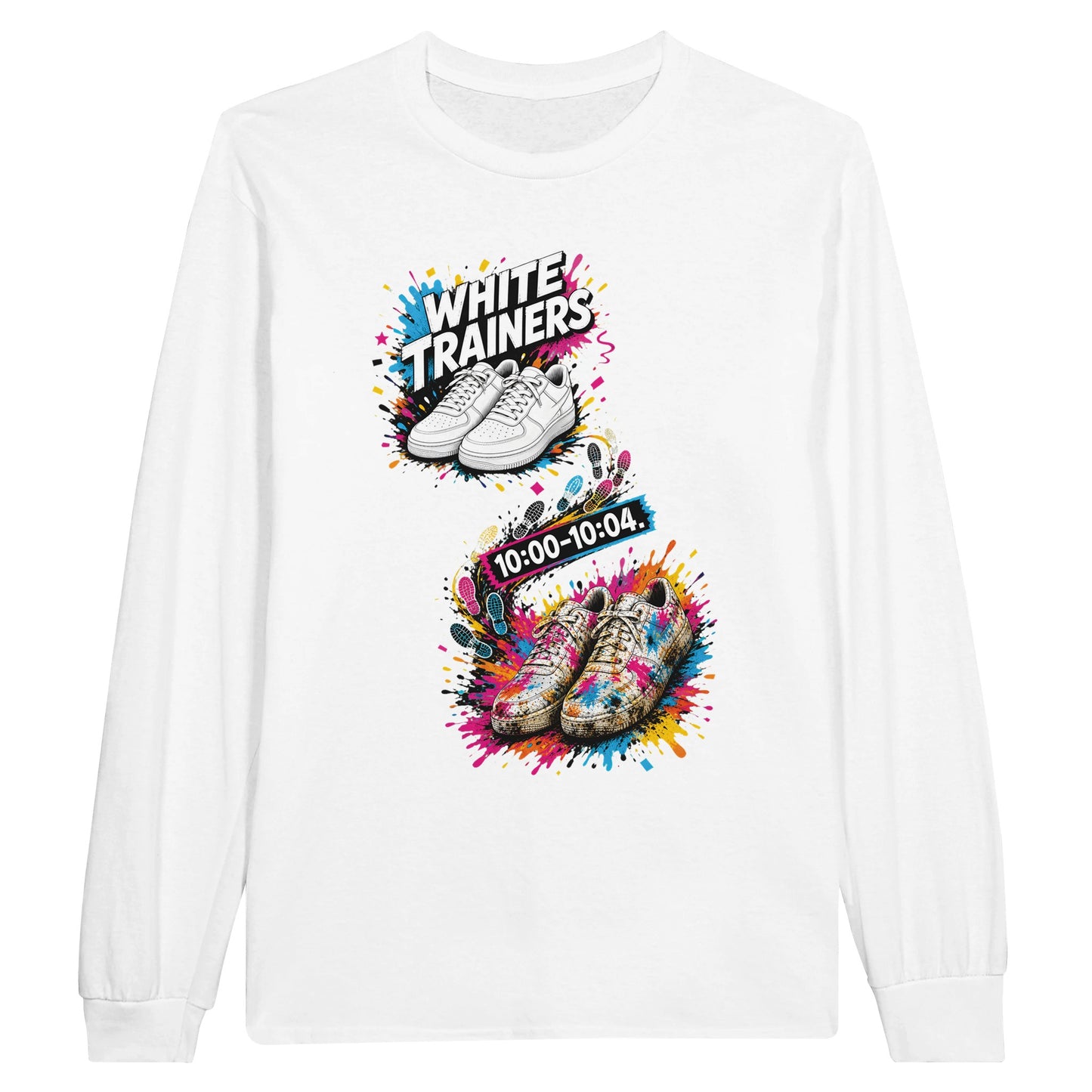 White Trainers: 10:00–10:04 Long-Sleeve T-shirt — product view 1