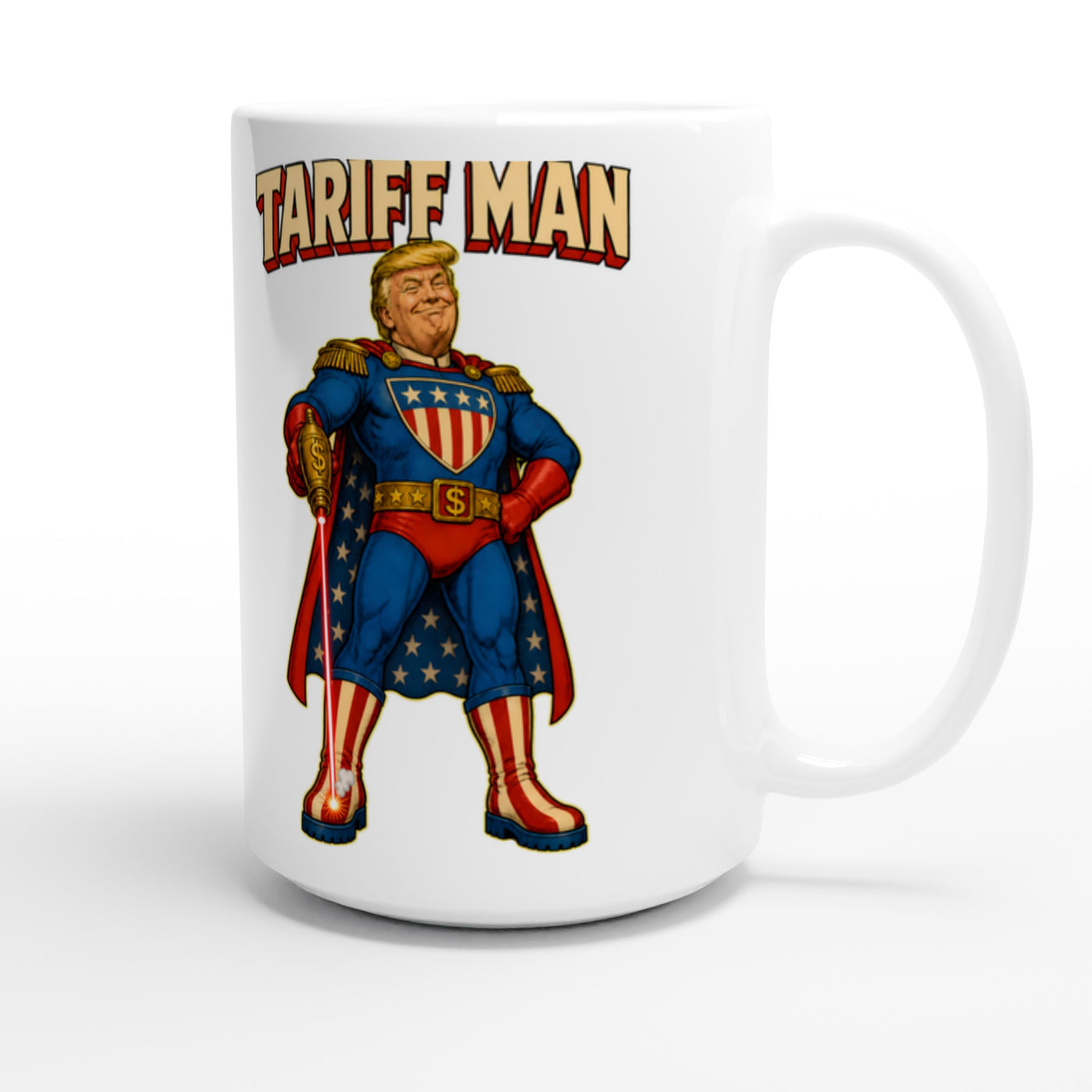 Tariff Man – Self-Shot Satire Large Mug