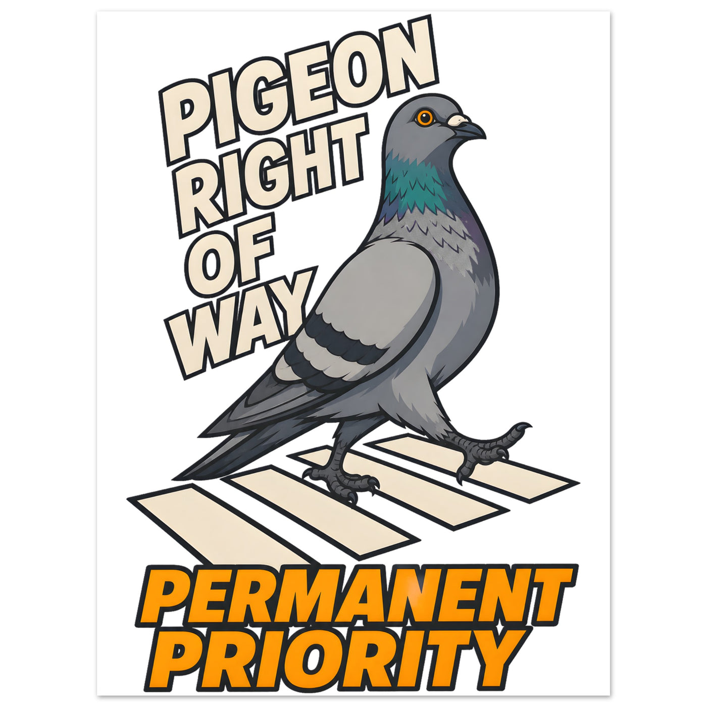 Pigeon Right of Way Aluminium Print